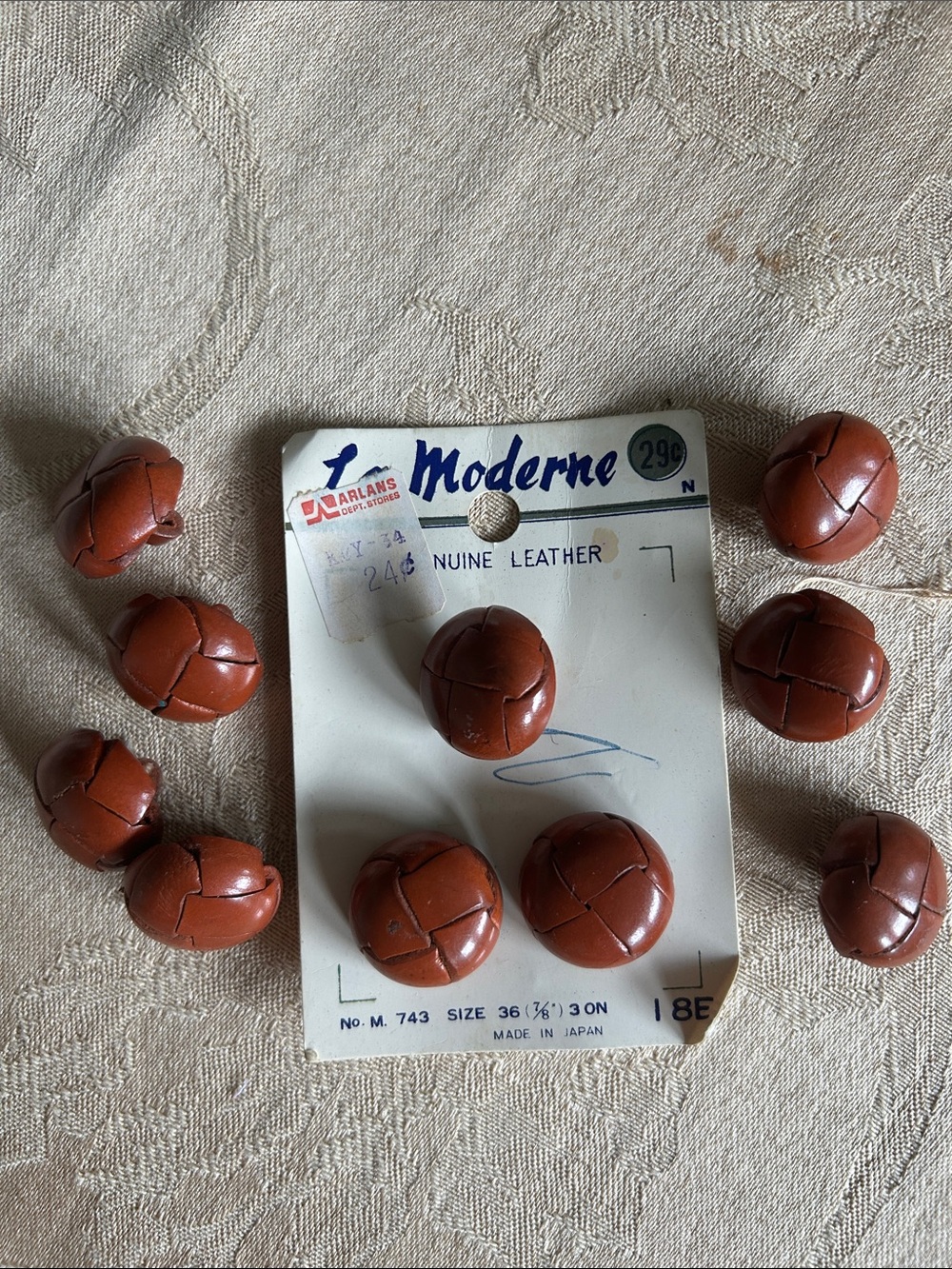 Vintage Genuine Leather Brown Button Set of 10–
